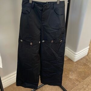 At Cherine wide leg black nylon trouser/short